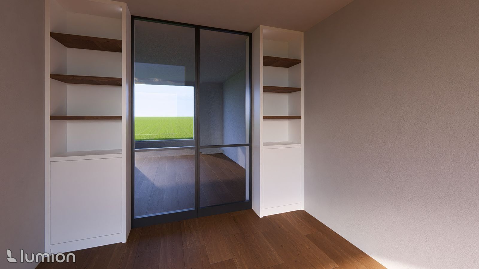 Schets Roomdivider met kasten