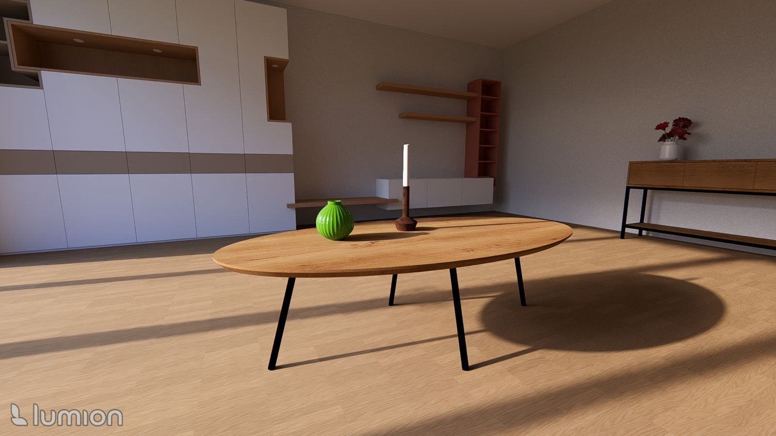 Schets Wandkast, tafel en sidetable