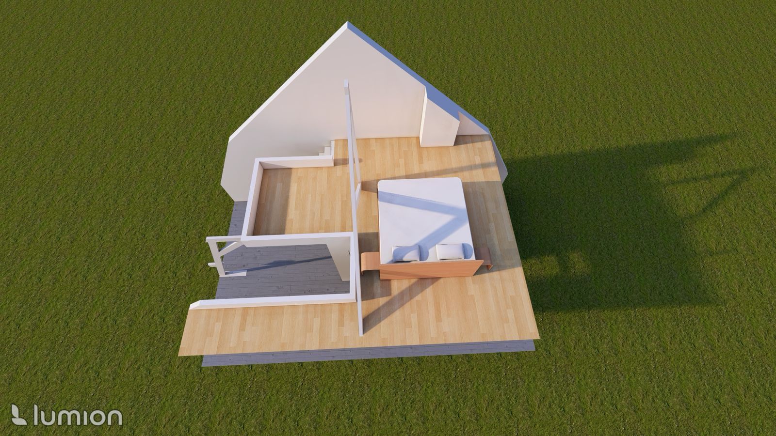 Schets Situatie bed in ruimte