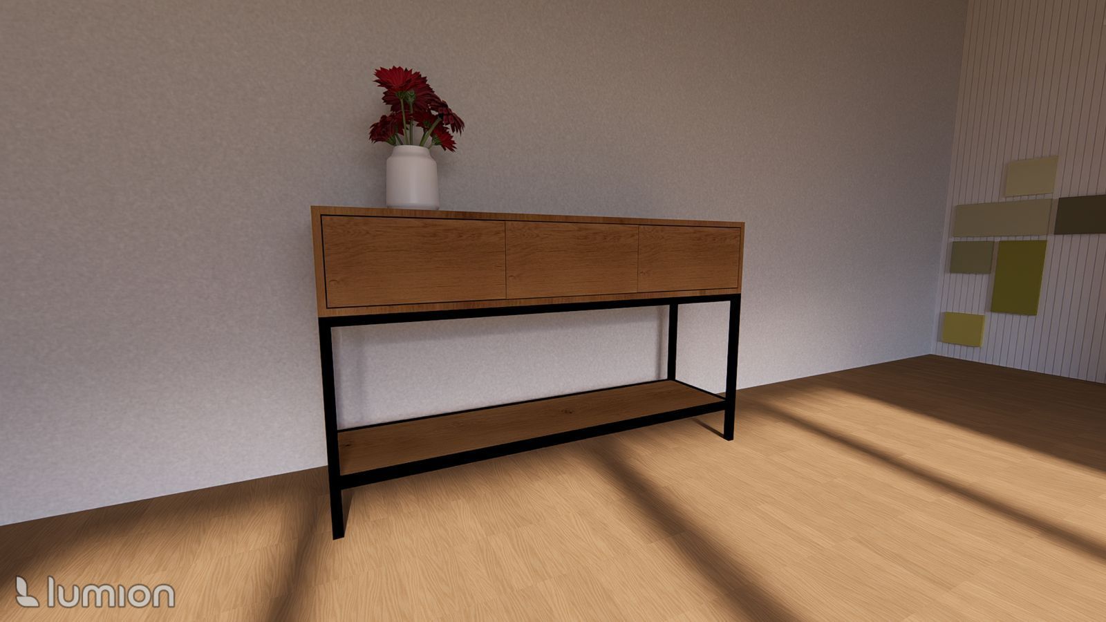 Dressoir meubel gecombineerde met metalen frame