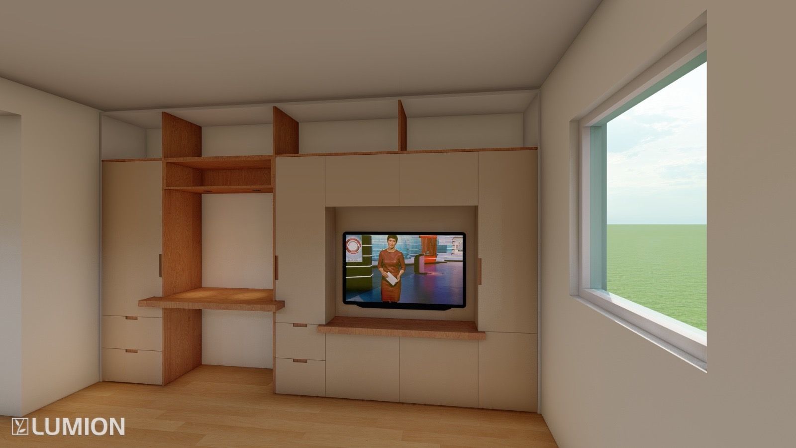 Functionele wandkast met klein bureau